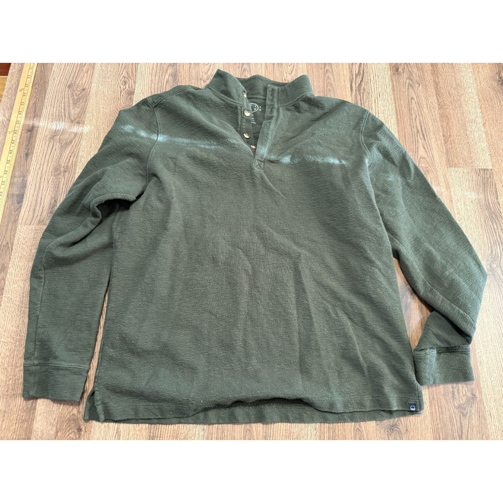 Even Tide Sweater Men's Size XL Tall Green 1/4 Buttons Pullover Mock Neck